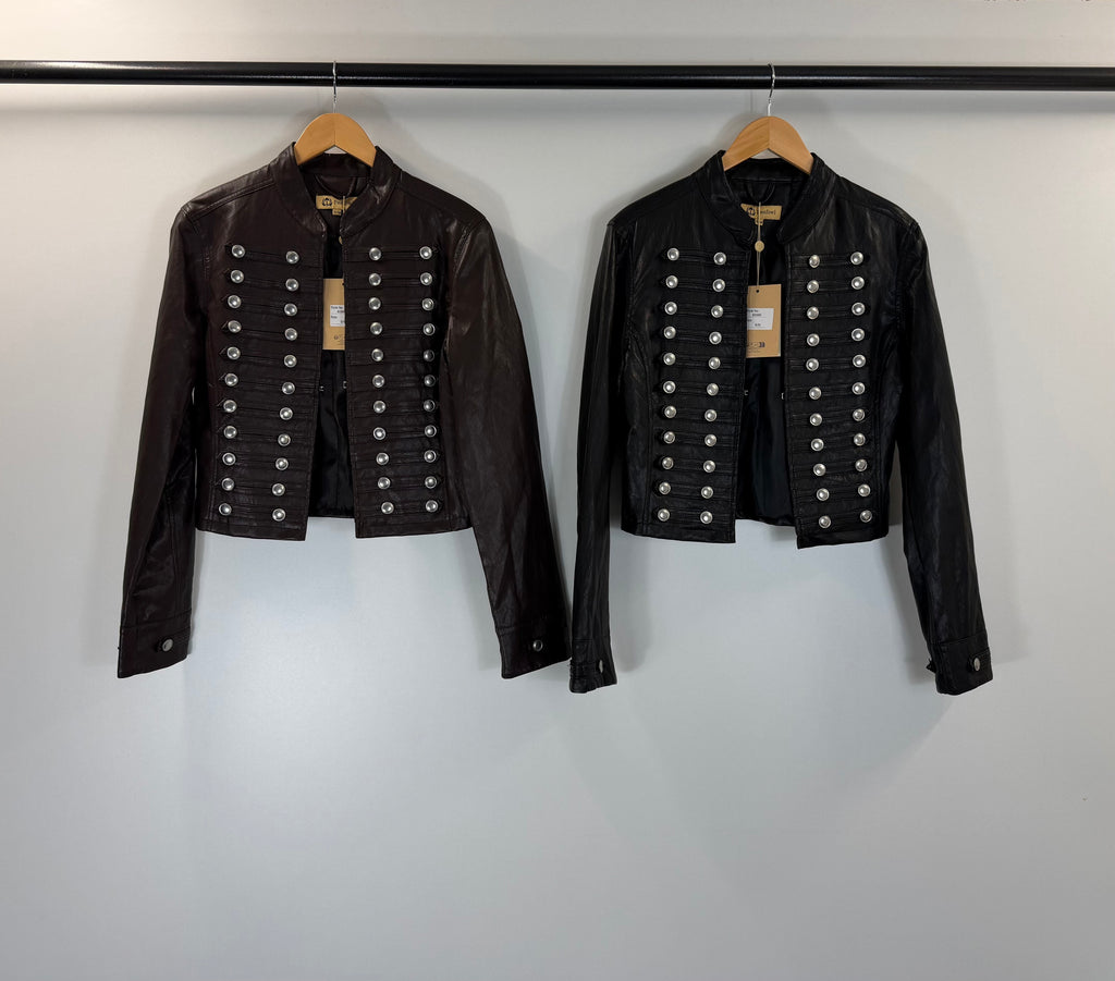 Veste officier chocolat à boutons métalliques