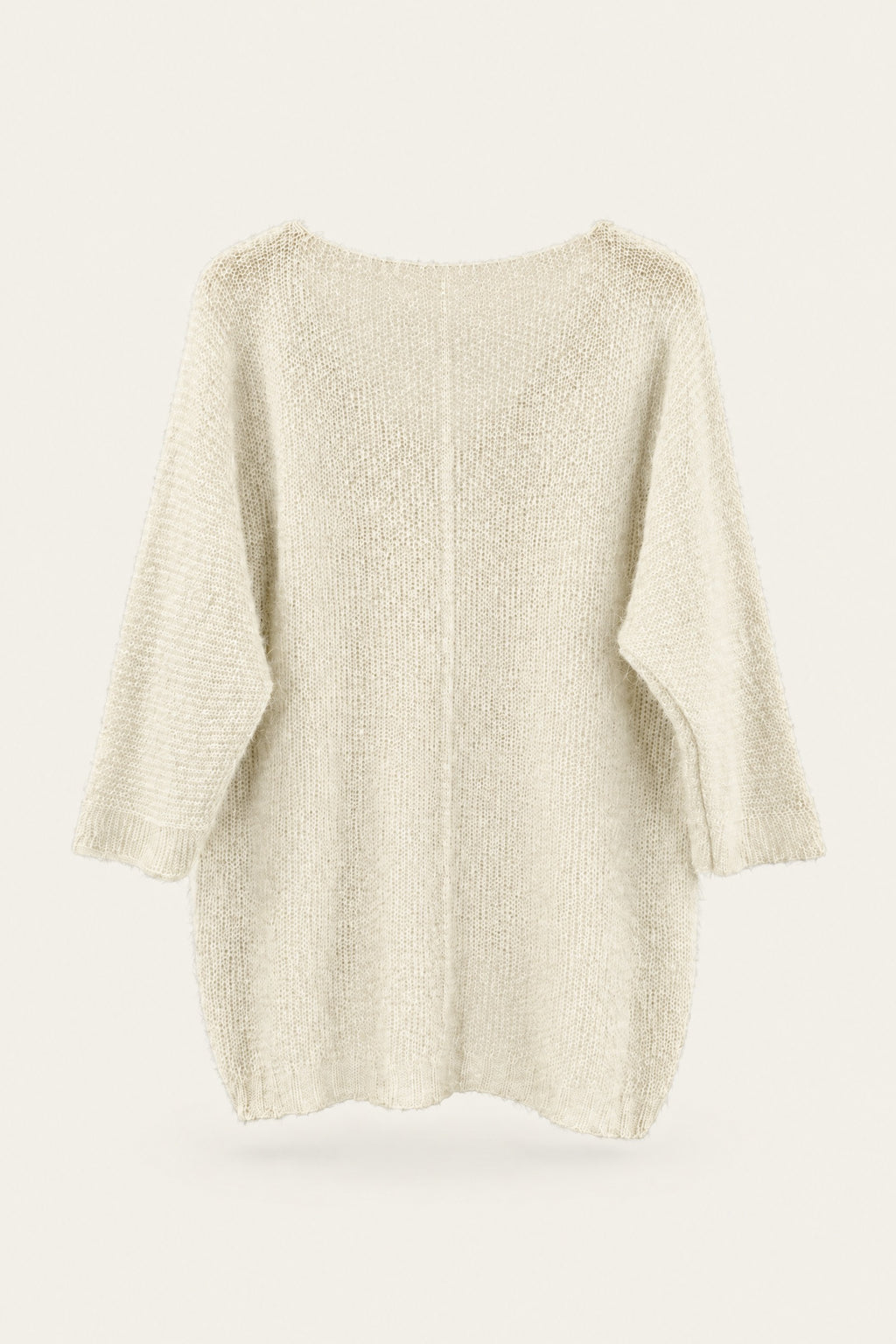 Pull oversize en maille col V – Blanc – vue de dos – EMORA