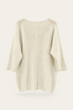 Pull oversize en maille col V – Blanc – vue de dos – EMORA