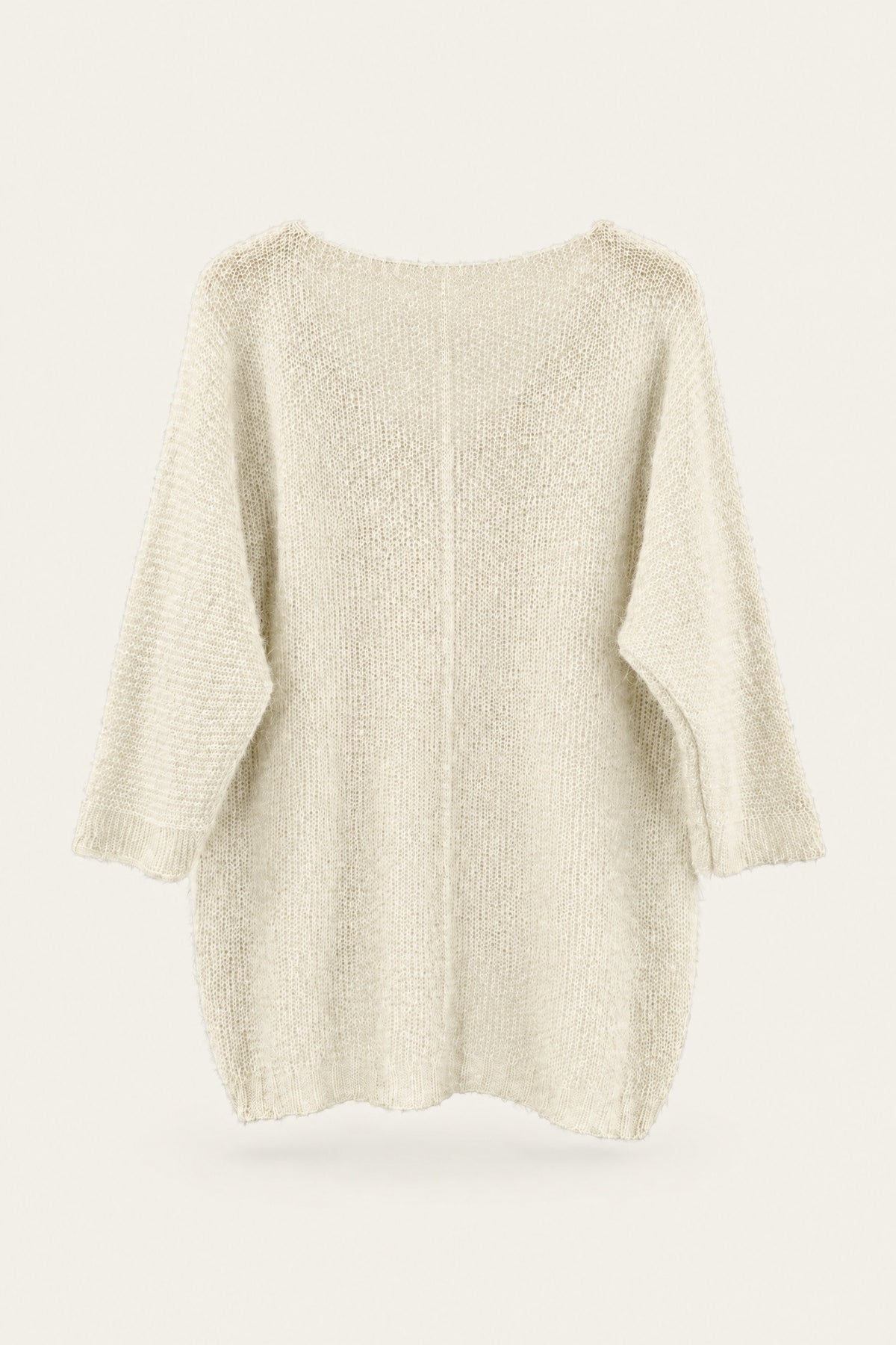 Pull oversize en maille col V – Blanc – vue de dos – EMORA