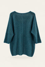 Pull oversize en maille col V – Bleu canard – vue de dos – EMORA