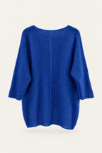 Pull oversize en maille col V – Bleu roi – vue de dos – EMORA