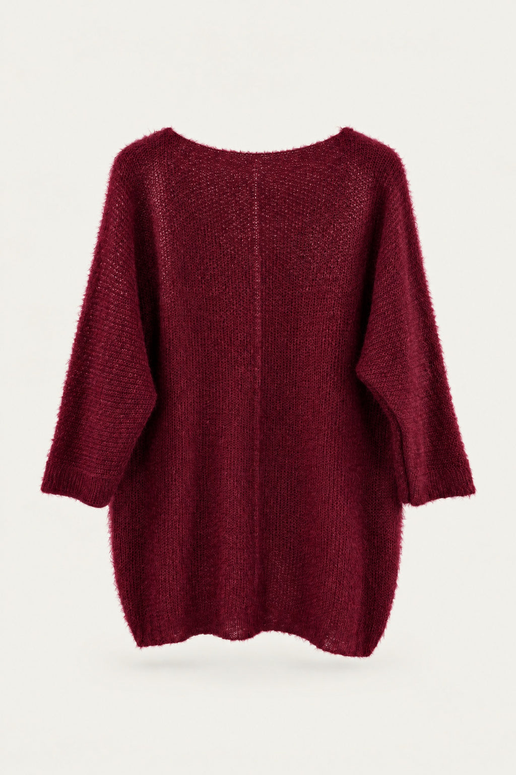 Pull oversize en maille col V – Bordeaux – vue de dos – EMORA