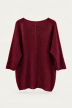 Pull oversize en maille col V – Bordeaux – vue de dos – EMORA