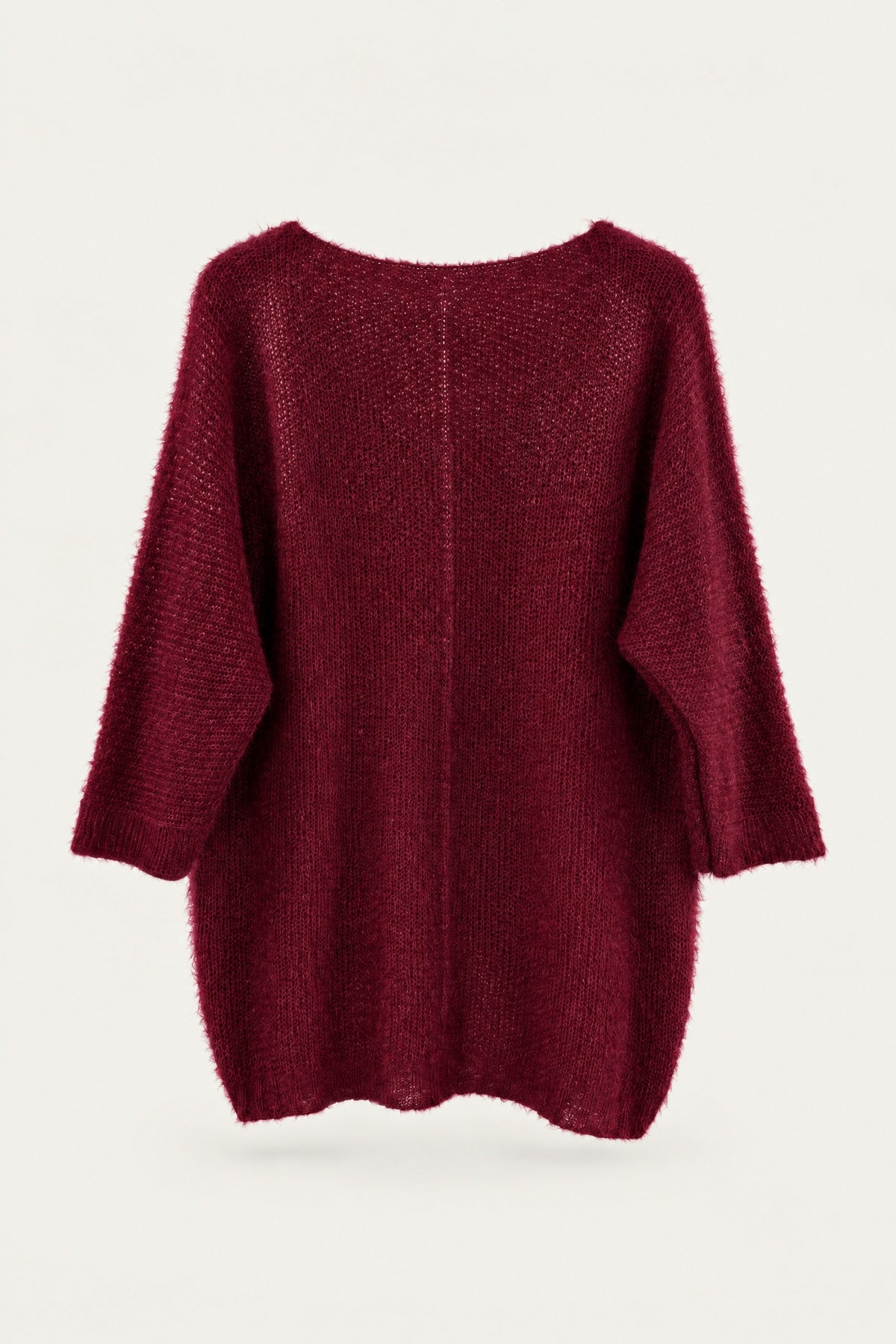 Pull oversize en maille col V – Bordeaux – vue de dos – EMORA