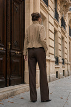Veste saharienne courte à taille ajustable – Beige – EMORA