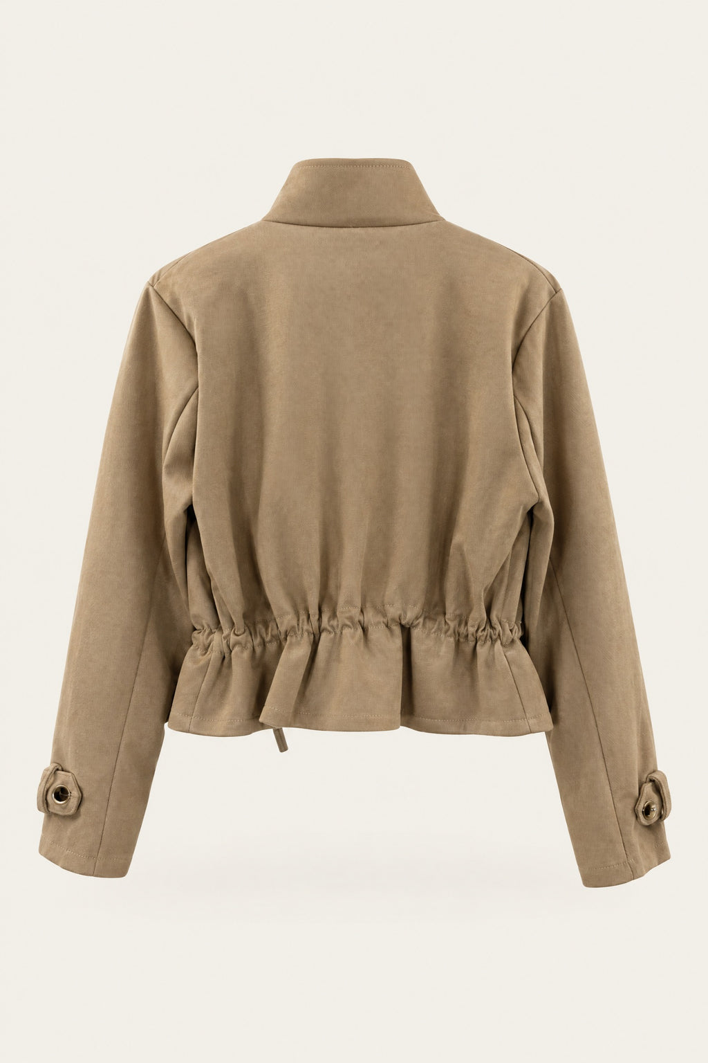 Veste saharienne courte à taille ajustable – Beige – vue de dos – EMORA