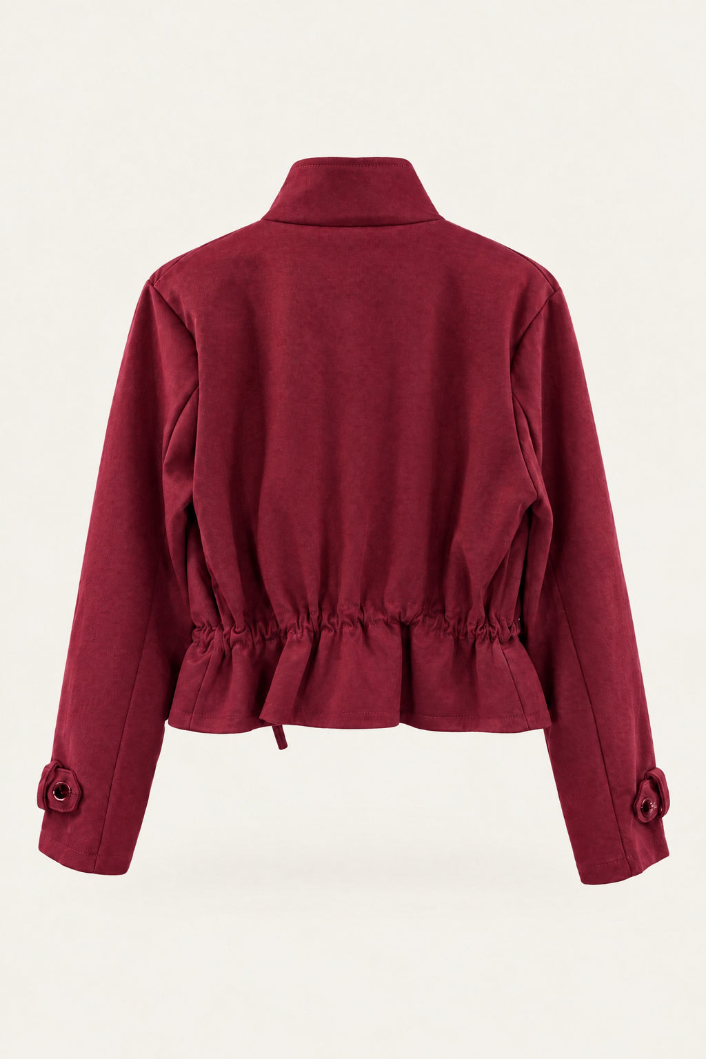Veste saharienne courte à taille ajustable – Bordeaux – vue de dos – EMORA