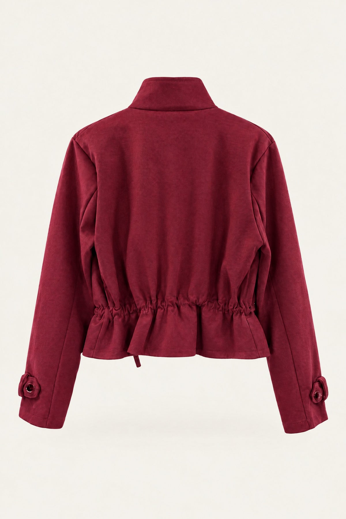 Veste saharienne courte à taille ajustable – Bordeaux – vue de dos – EMORA
