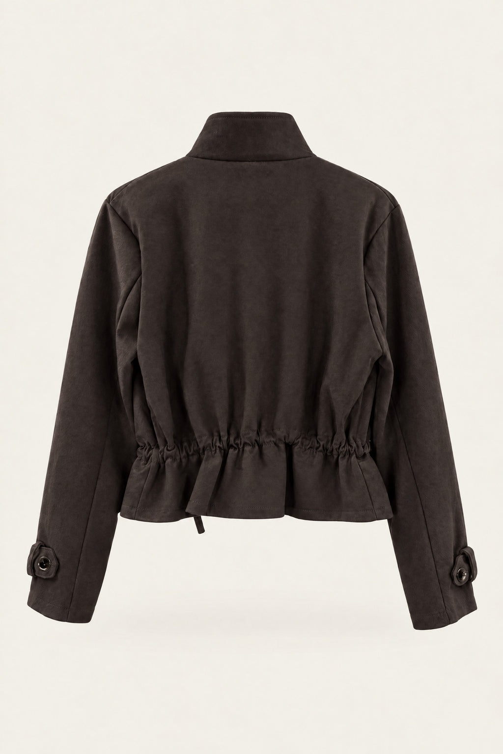 Veste saharienne courte à taille ajustable – Chocolat – vue de dos – EMORA