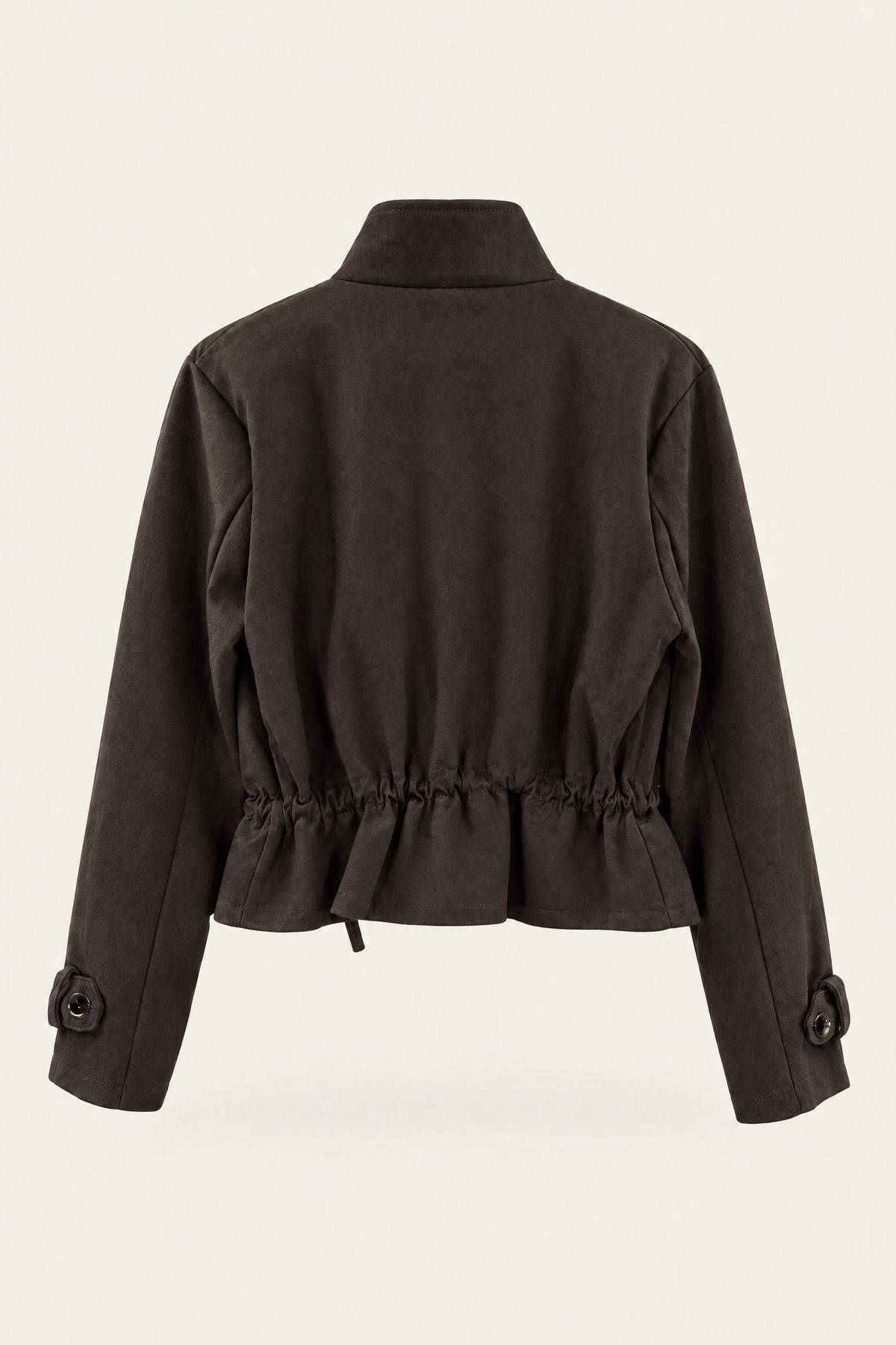 Veste saharienne courte à taille ajustable – Chocolat – vue de dos – EMORA