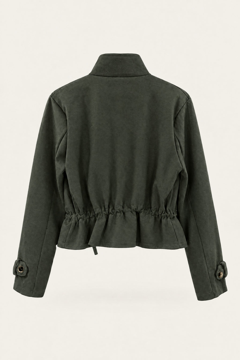 Veste saharienne courte à taille ajustable – Kaki – vue de dos – EMORA