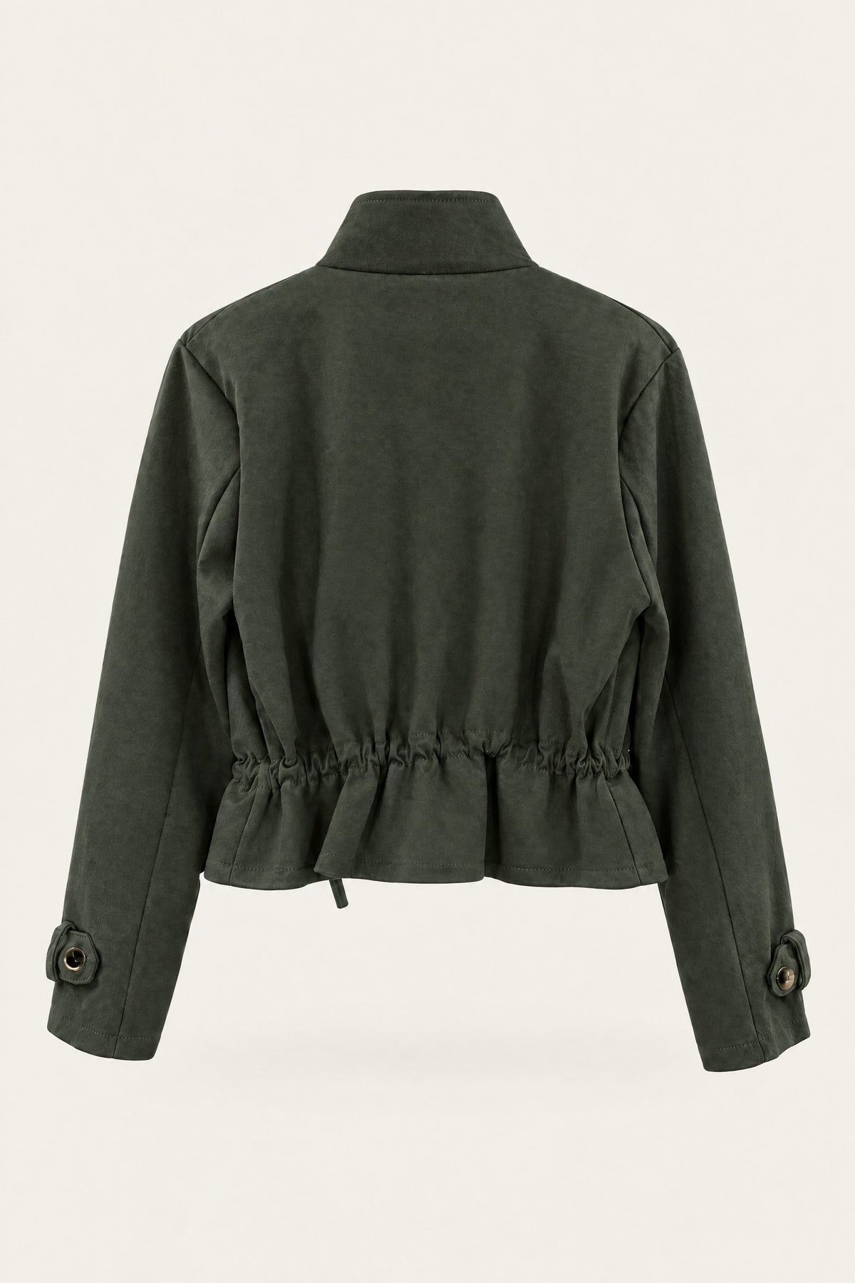 Veste saharienne courte à taille ajustable – Kaki – vue de dos – EMORA