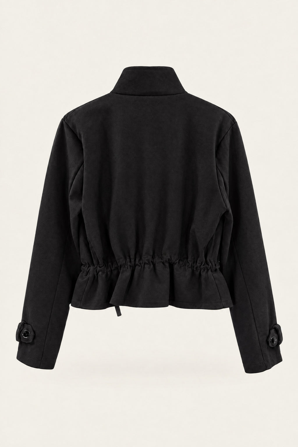 Veste saharienne courte à taille ajustable – Noir – vue de dos – EMORA