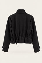Veste saharienne courte à taille ajustable – Noir – vue de dos – EMORA