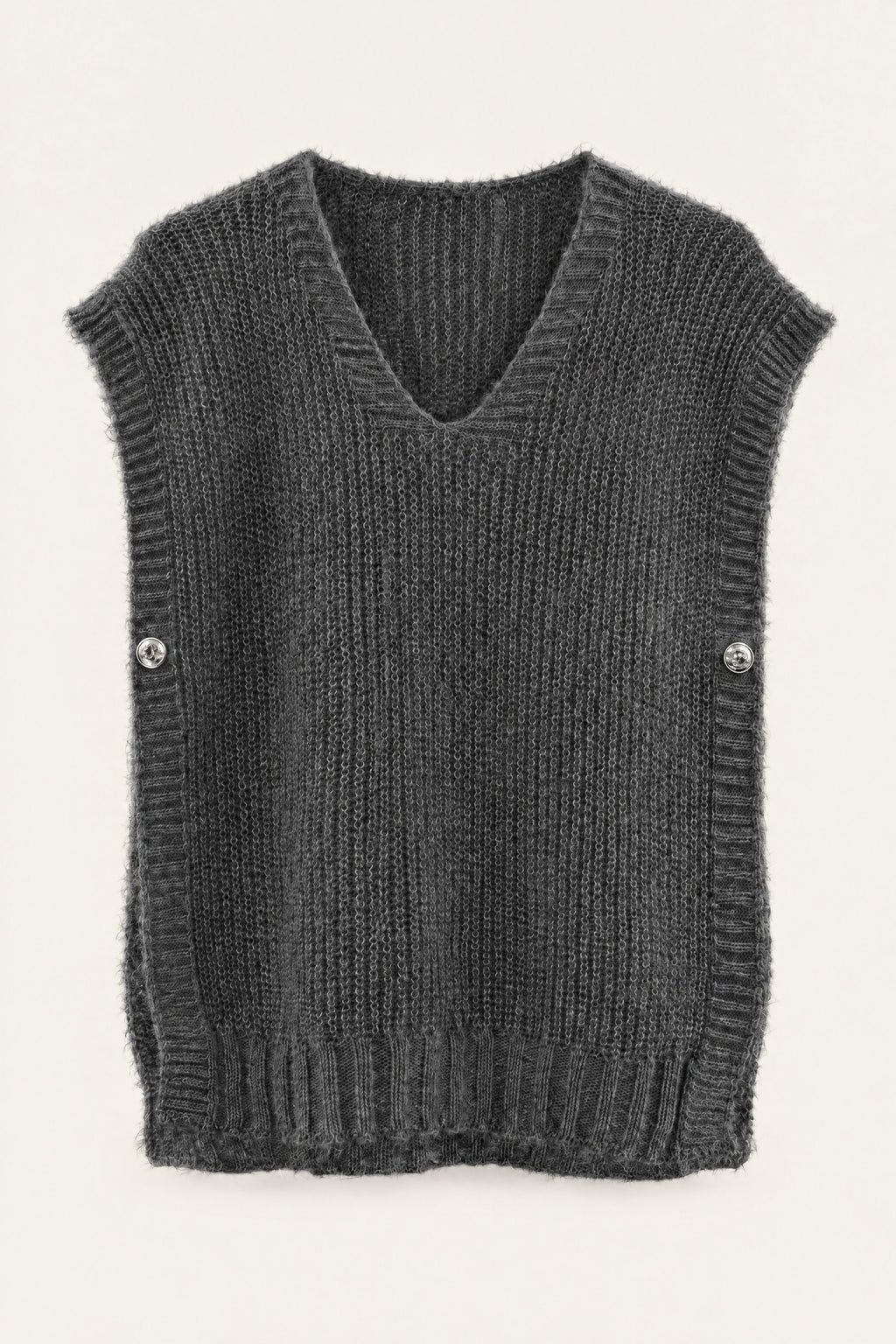 Pull sans manches en maille col V