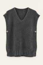 Pull sans manches en maille col V