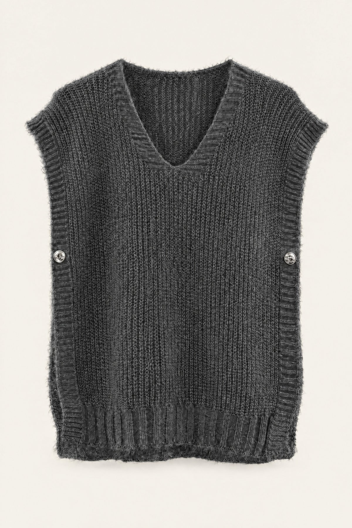 Pull sans manches en maille col V