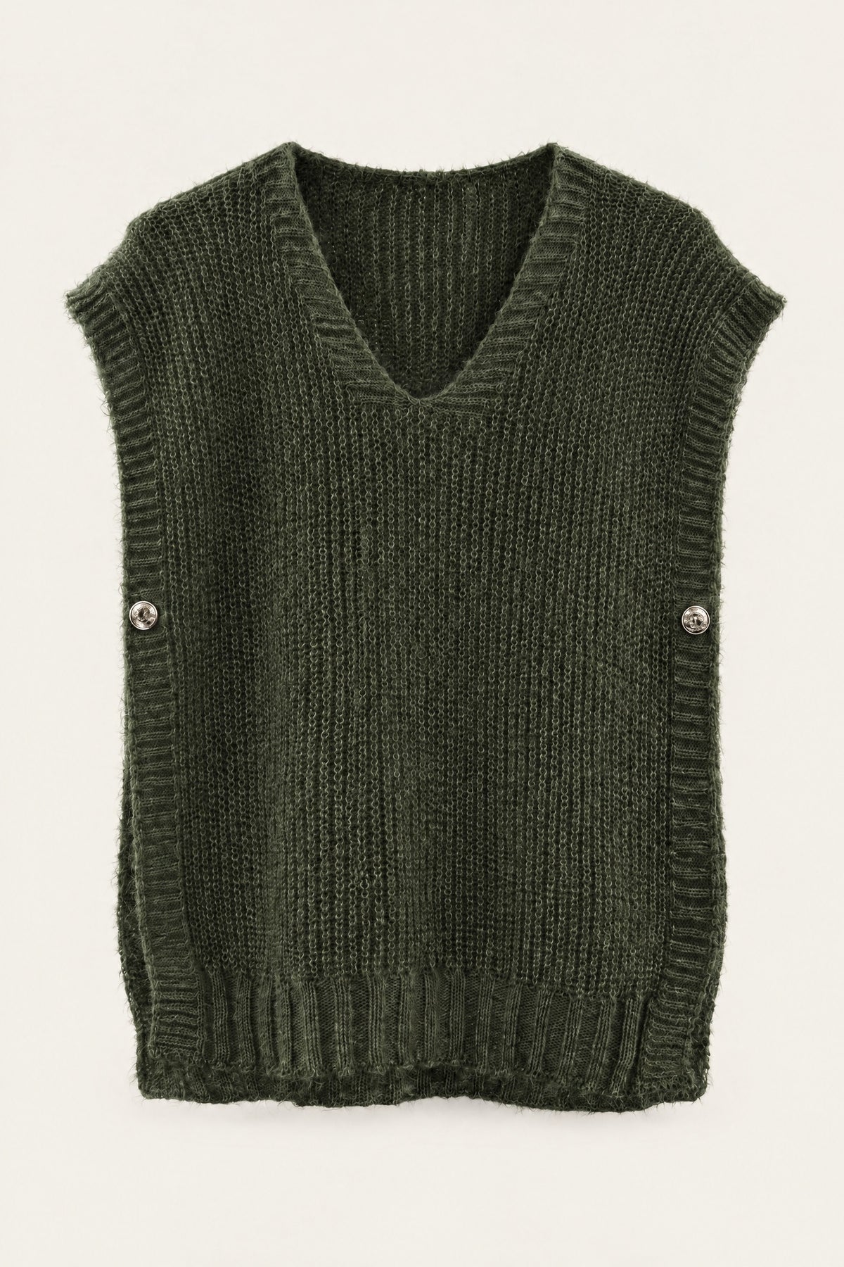 Pull sans manches en maille col V