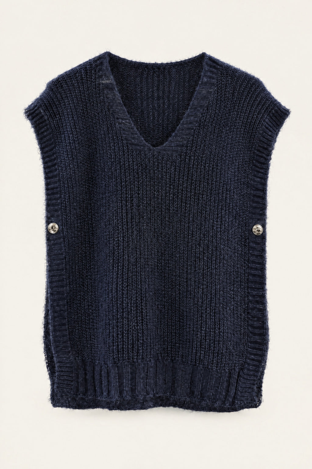 Pull sans manches en maille col V