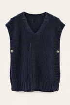 Pull sans manches en maille col V