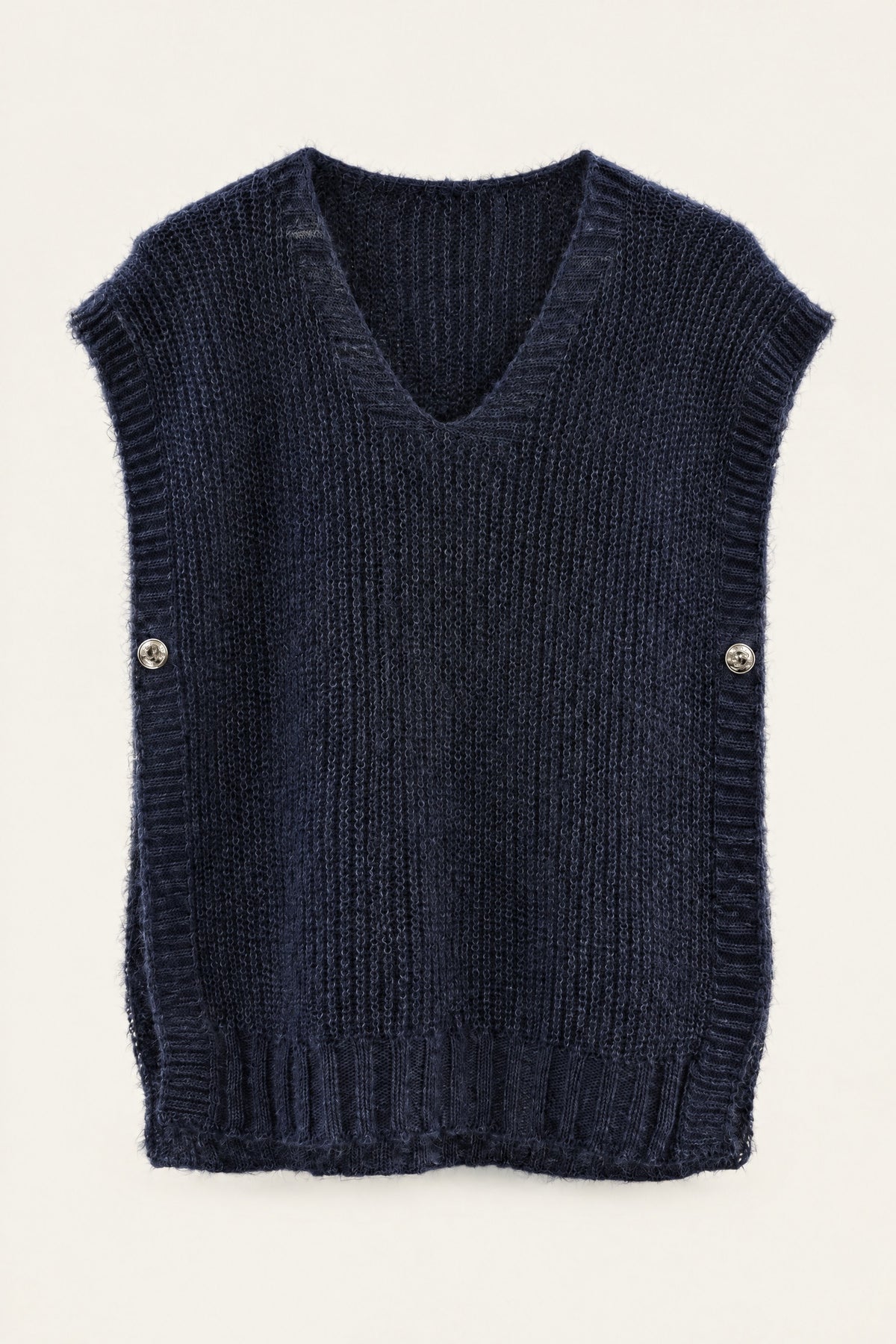 Pull sans manches en maille col V