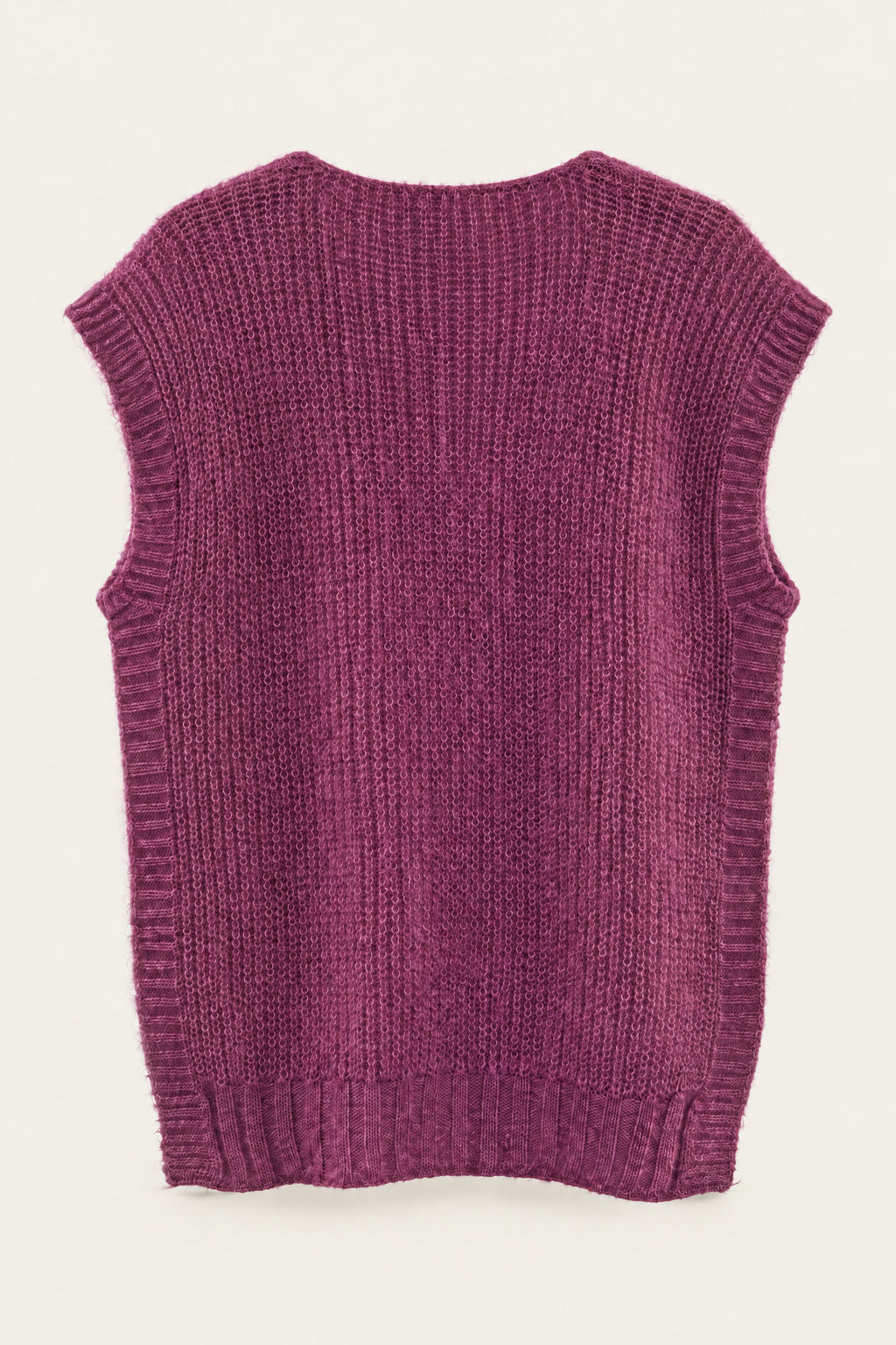 Pull sans manches en maille col V