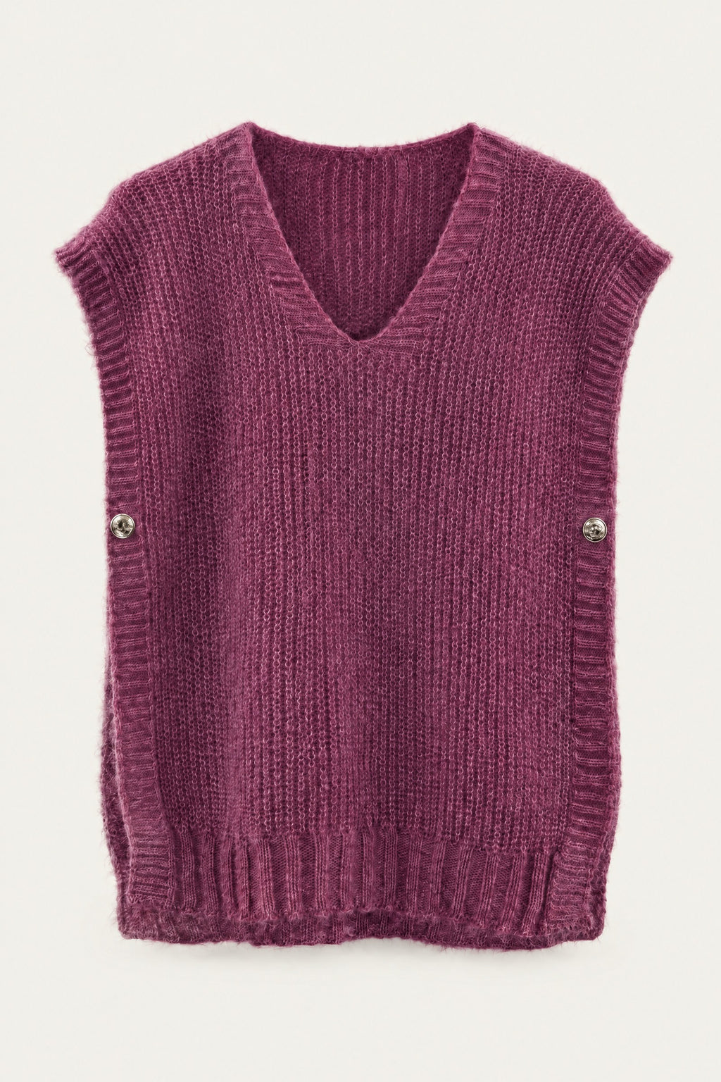 Pull sans manches en maille col V
