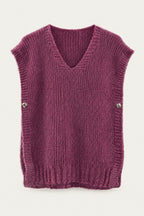 Pull sans manches en maille col V