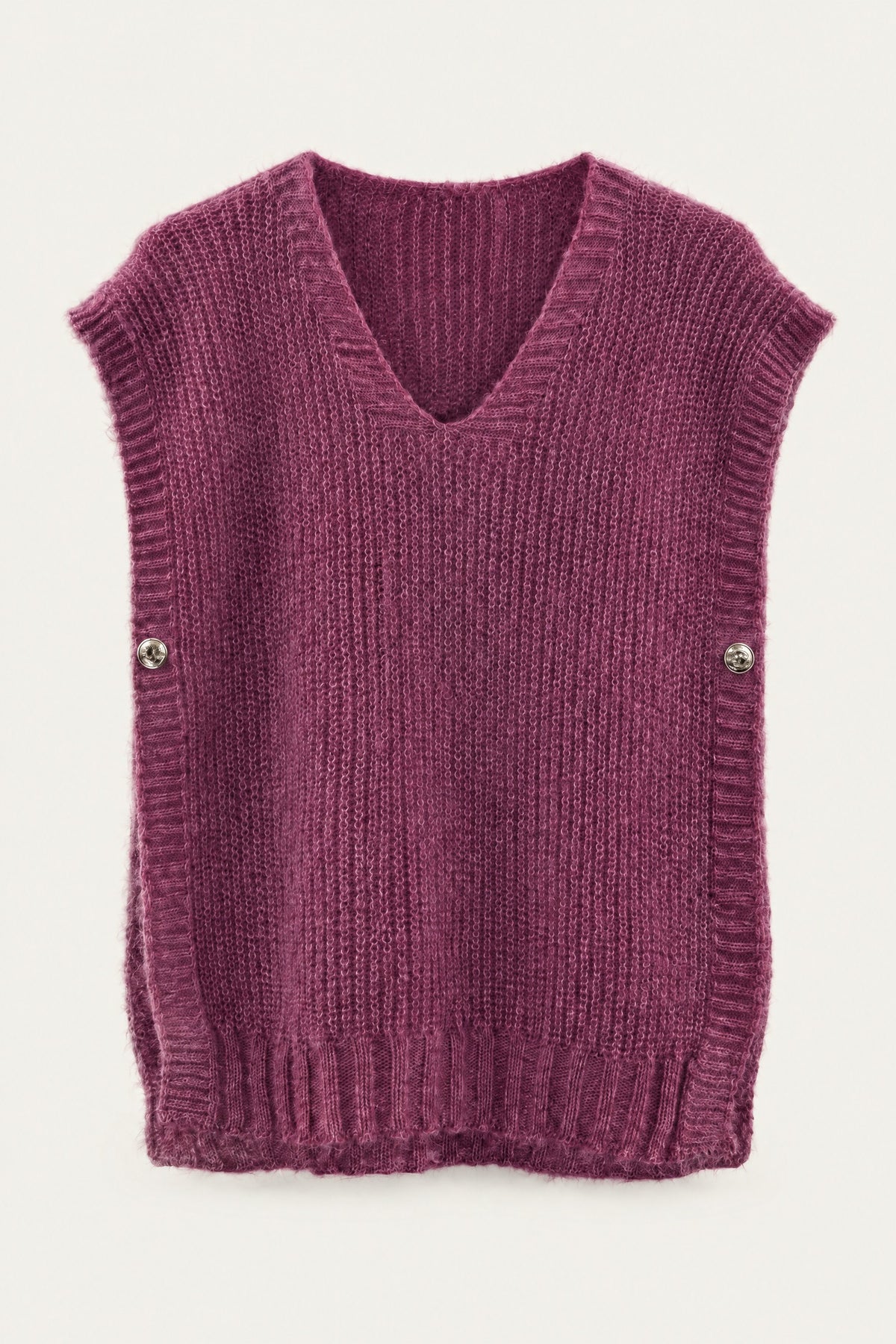 Pull sans manches en maille col V