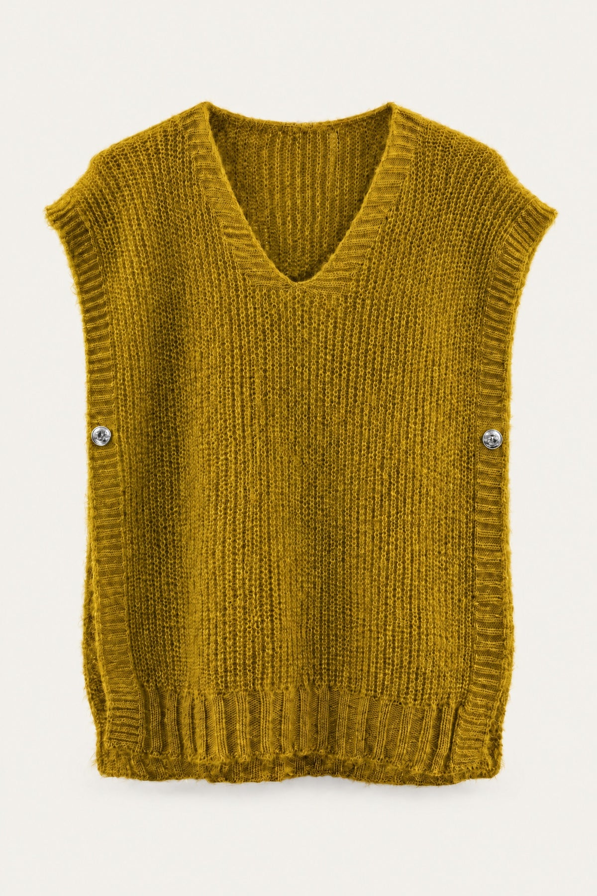 Pull sans manches en maille col V