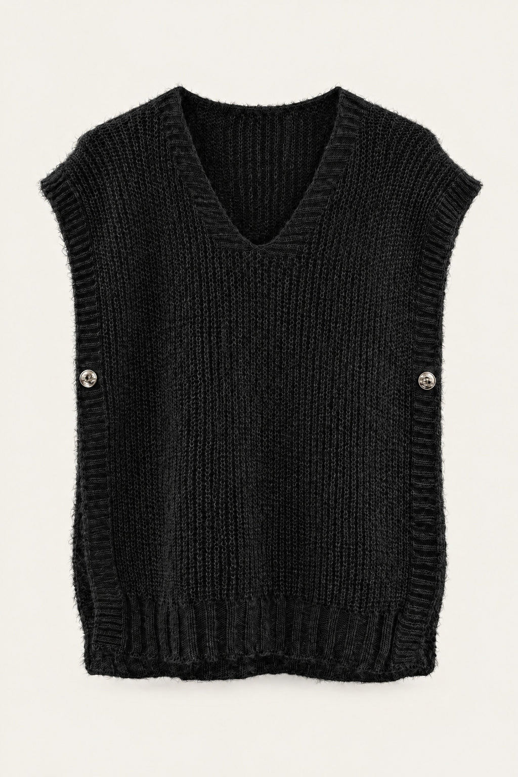 Pull sans manches en maille col V