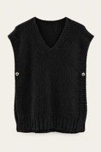 Pull sans manches en maille col V