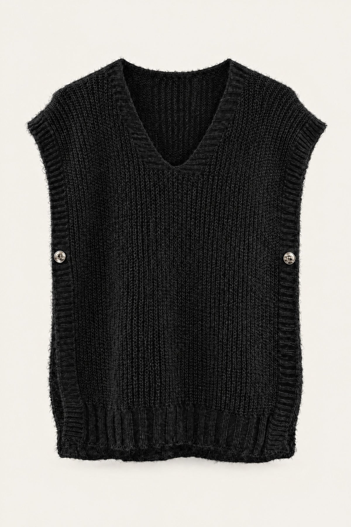 Pull sans manches en maille col V