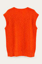 Pull sans manches en maille col V