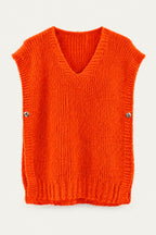 Pull sans manches en maille col V
