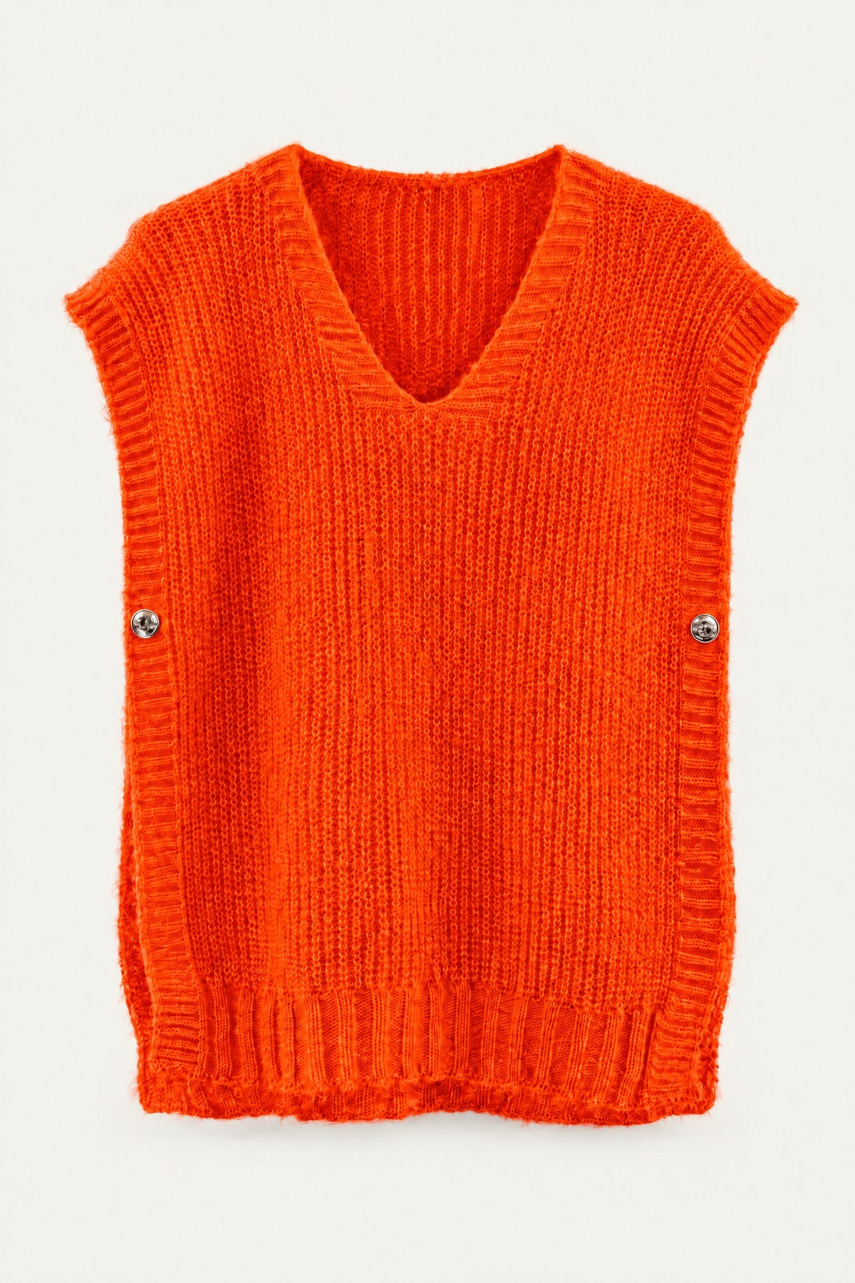 Pull sans manches en maille col V
