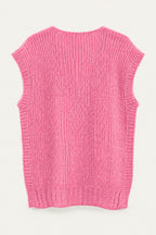 Pull sans manches en maille col V