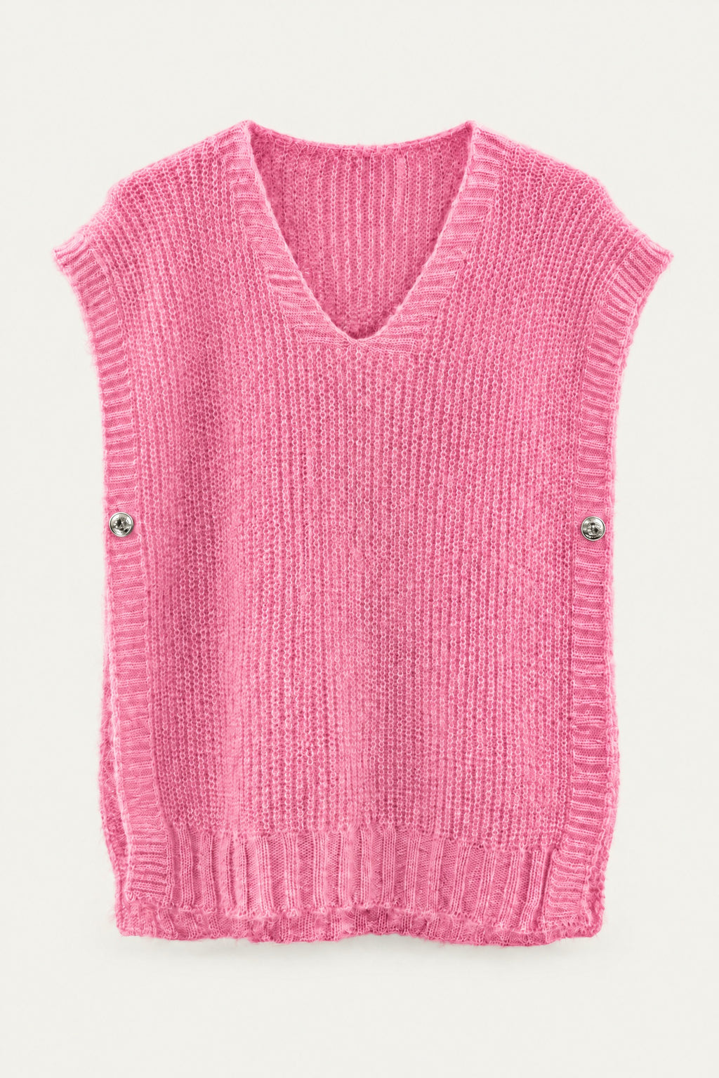 Pull sans manches en maille col V