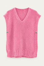 Pull sans manches en maille col V