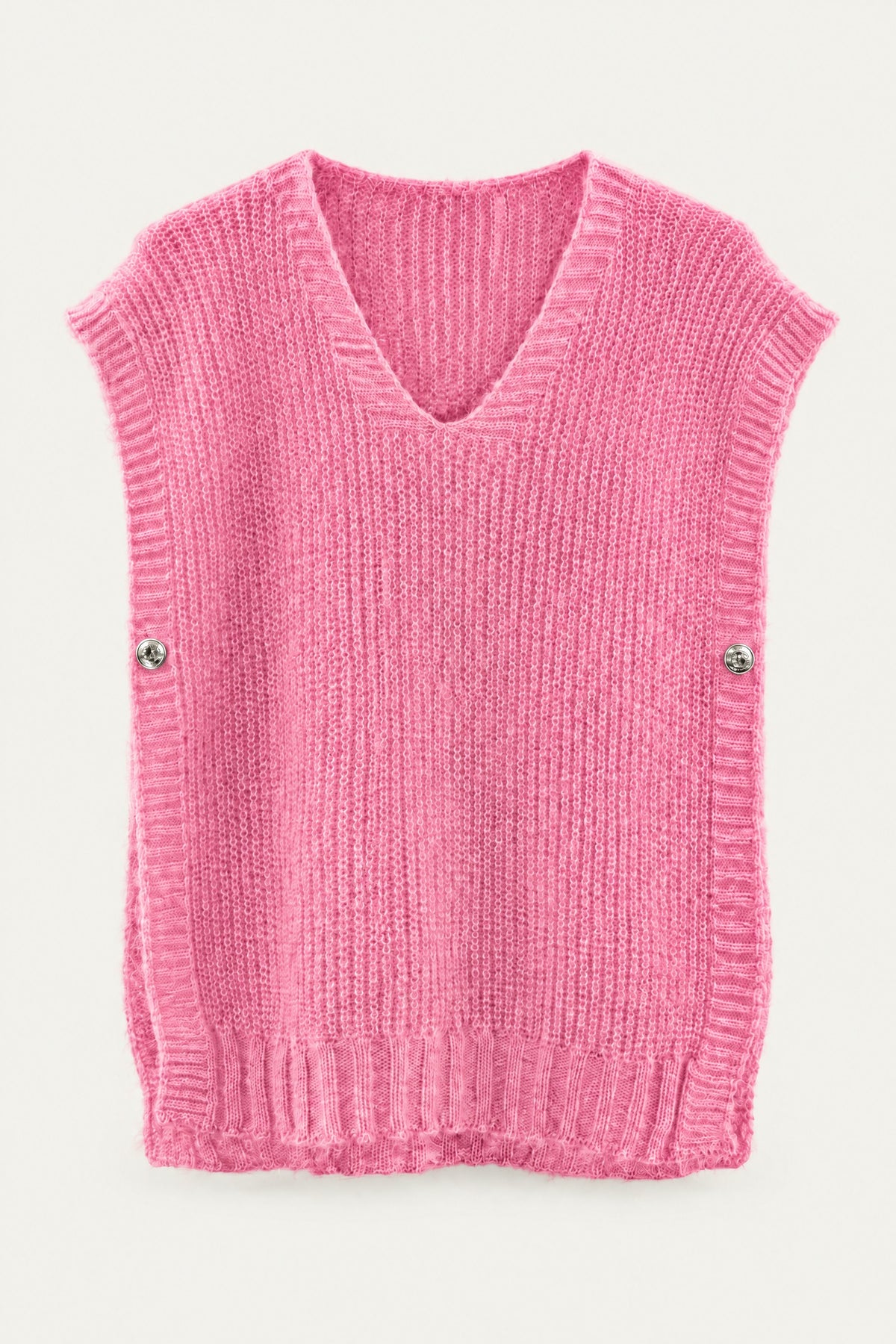 Pull sans manches en maille col V