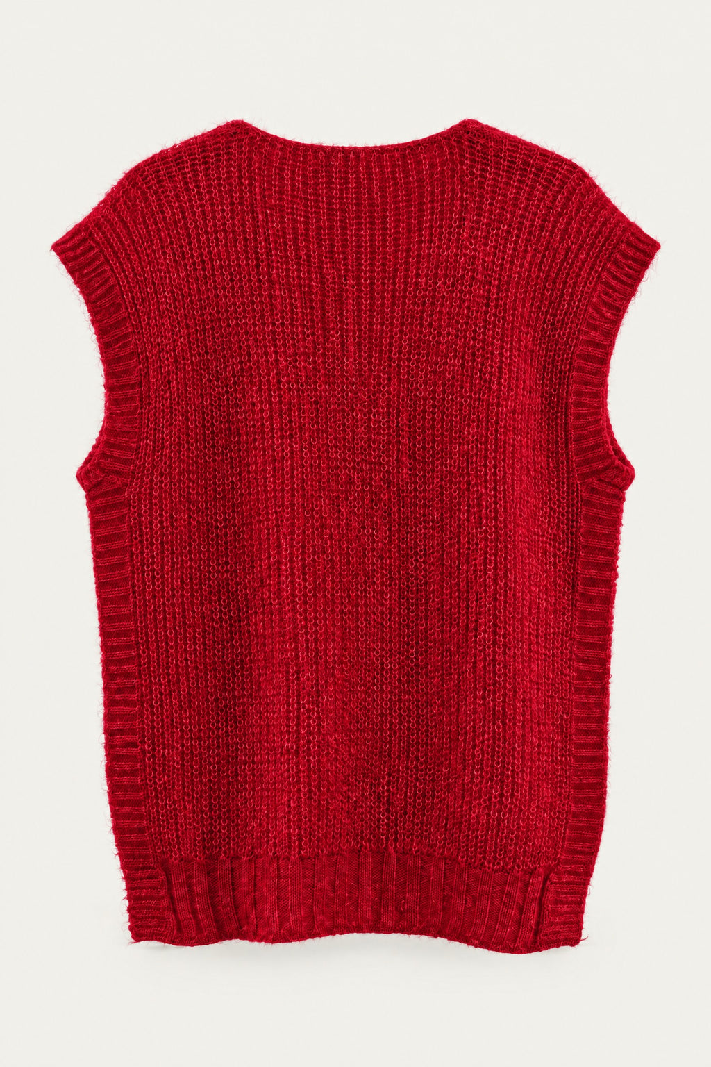 Pull sans manches en maille col V
