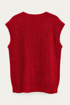 Pull sans manches en maille col V