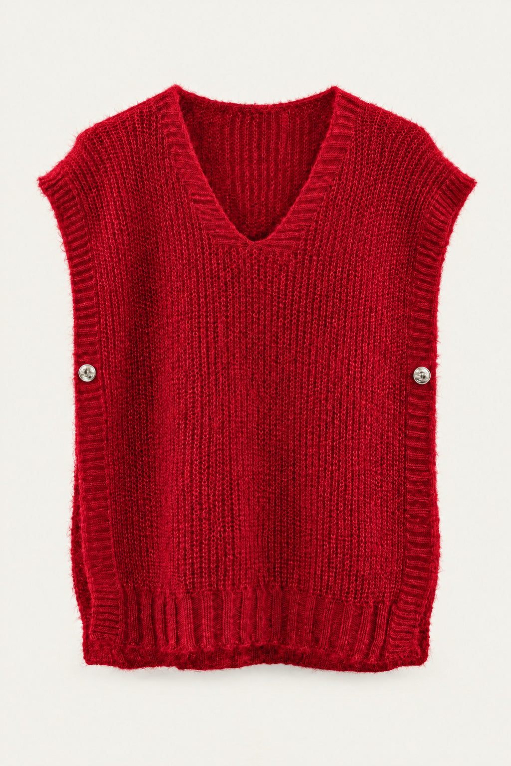 Pull sans manches en maille col V