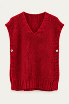 Pull sans manches en maille col V