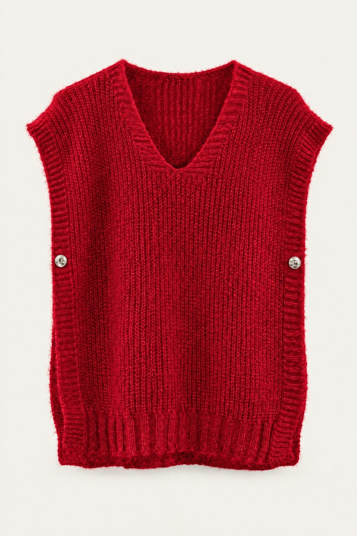Pull sans manches en maille col V