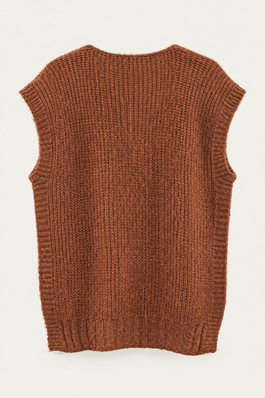 Pull sans manches en maille col V