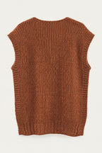 Pull sans manches en maille col V