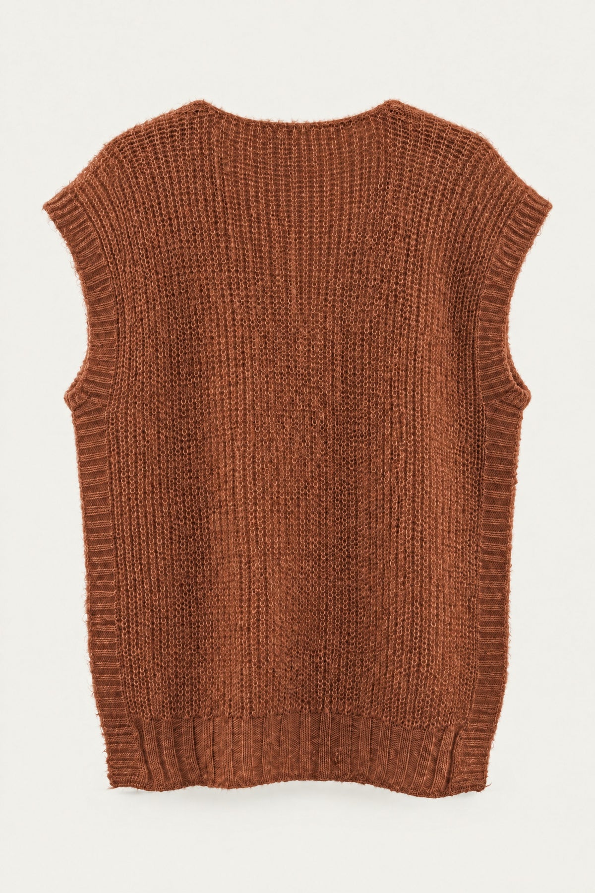 Pull sans manches en maille col V