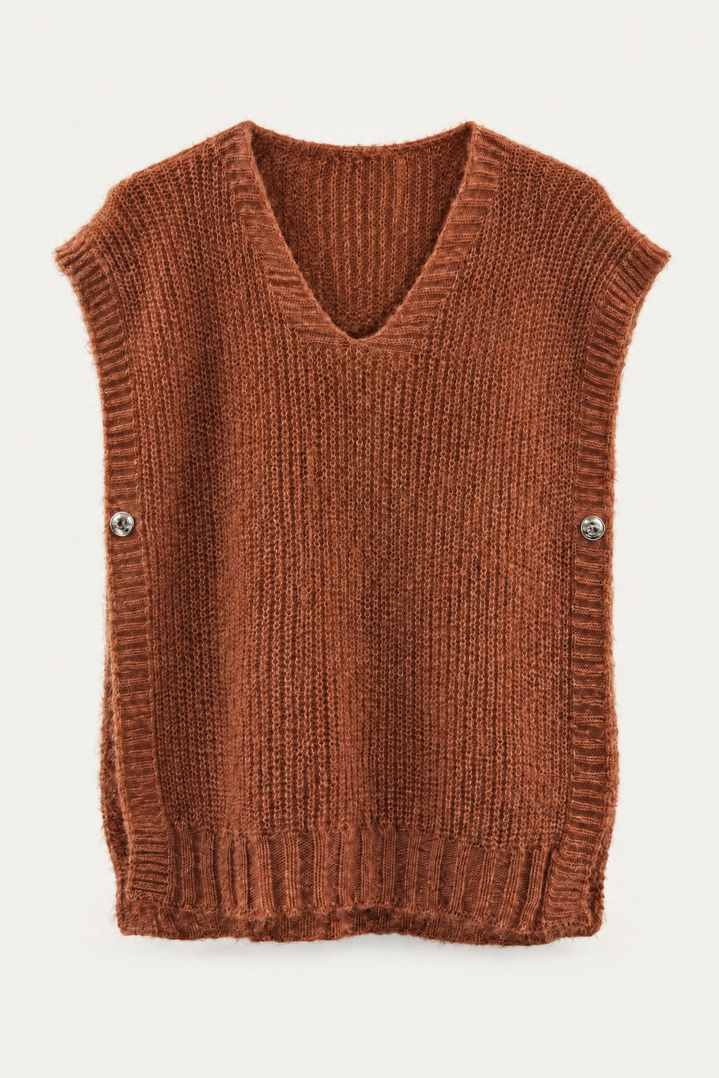 Pull sans manches en maille col V